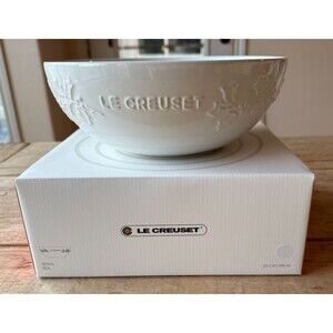Le Creuset Holly Collection 9.75 in Multi Bowl White NEW